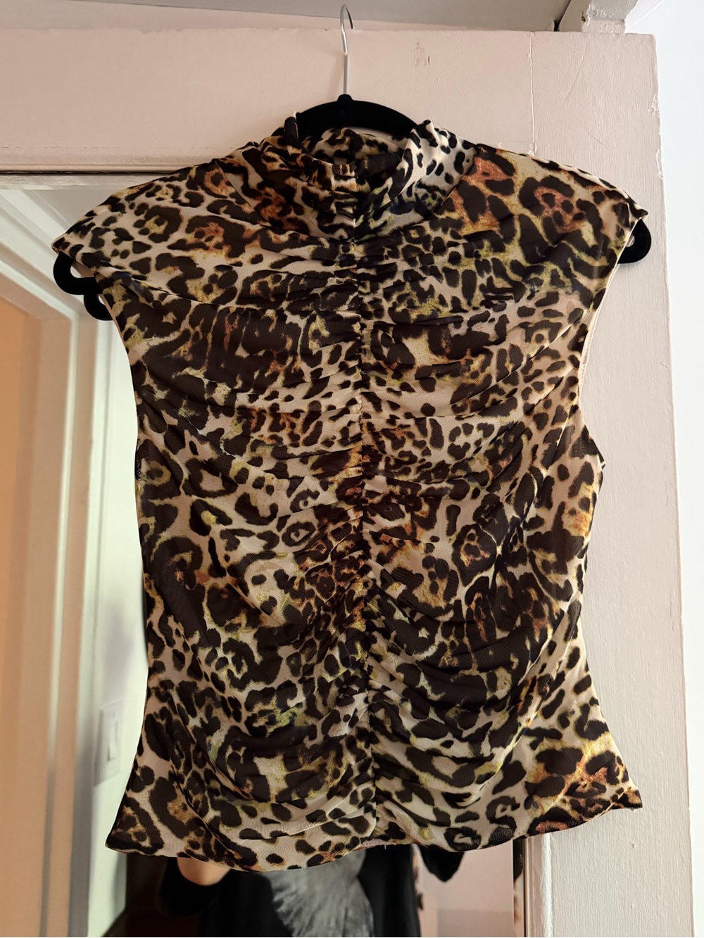 AFRM Leopard Print Sleeveless Mock Neck Top - Brown/Black/Cream